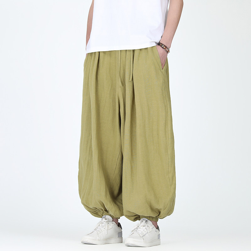 全亚麻束脚裤休闲宽松电商A100-QM2520-P140,男装休闲裤,电商A100