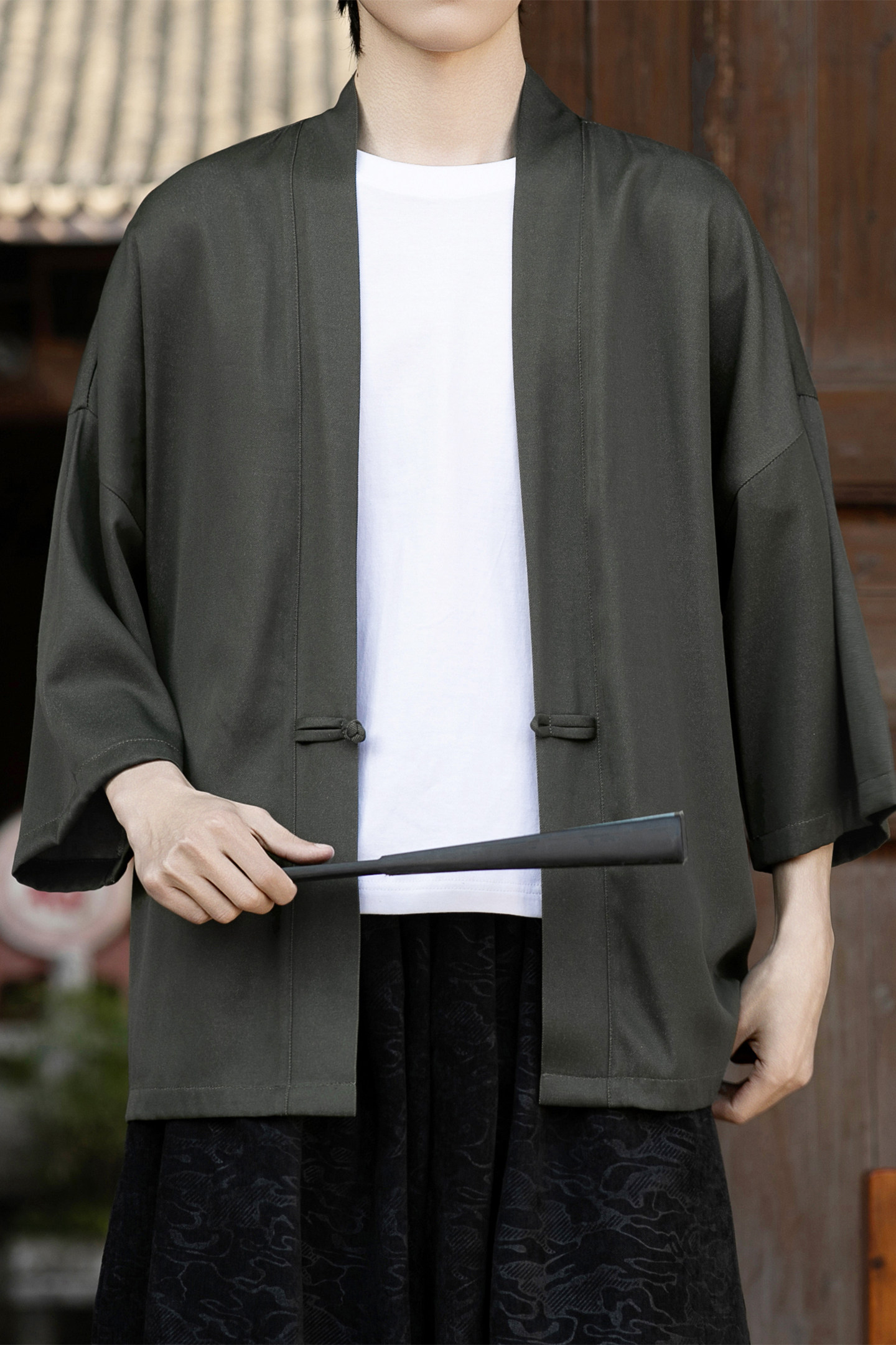 新中式风唐装盘扣纯色开衫七分袖男士防晒演出A100-2806-P45,男装防晒衣,电商A100