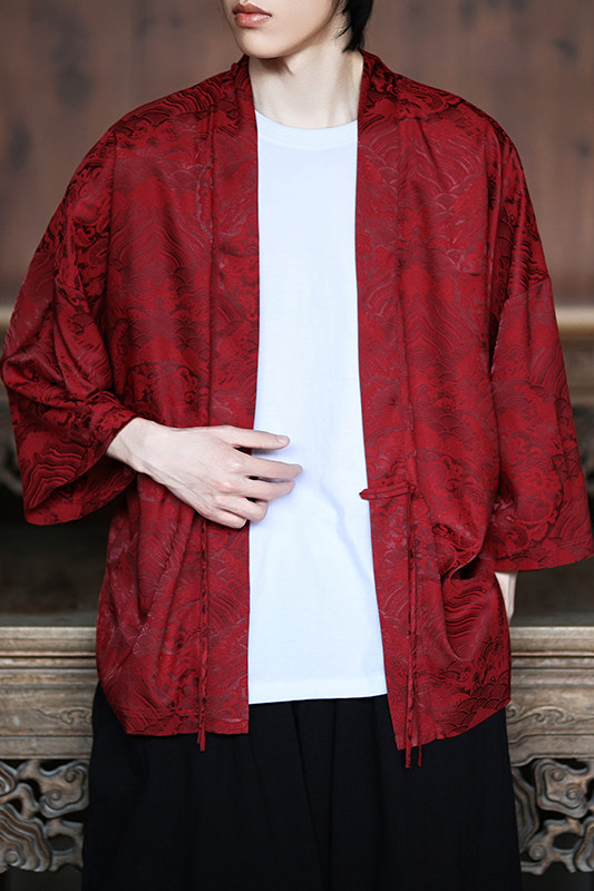 风龙纹冰丝汉服开衫外套古风禅服居士服道袍披风A100-721-P40,男装民族服装,电商A100