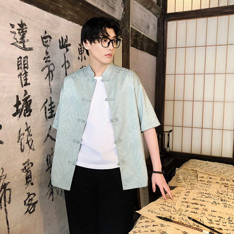 风新中式盘口休闲衬衫水波纹电商A100-C238-P65,男装衬衫,电商A100