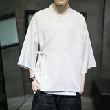 夏风日系风纯色休闲汉服开衫加大加宽加码电商A100-Y116-P55，男装民族服装，电商A100