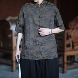 夏季薄款大码男士风唐装手工盘扣短袖衬衫A100-237-P65，男装T恤，电商A100