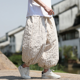 麻棉束脚灯笼裤哈伦宽松新风条纹休闲裤电商A100-MK2530-p78，男装休闲裤，电商A100