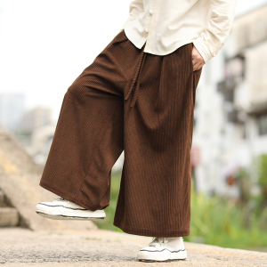 灯芯绒休闲阔腿裤纯色长裤电商A100-K8899-P55图片