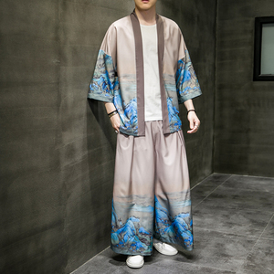 风印花套装开衫阔腿裤电商A100-1013+3001-P100图片