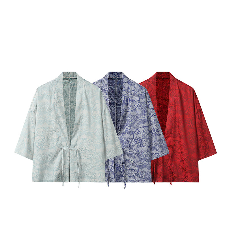 风龙纹冰丝汉服开衫外套古风禅服居士服道袍披风A100-721-P40,男装民族服装,电商A100