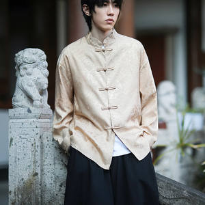 风新中式压花龙纹汉服长袖衬衫A100-C312-P65图片