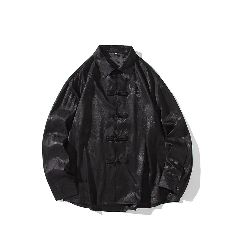 风提花衬衫男士长袖新中式男装盘扣唐装汉服电商A100-C39-P65图片