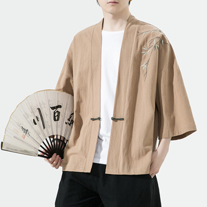 新中式改良汉服风男装古风道袍刺绣外套日系和风A100-735-p50图片
