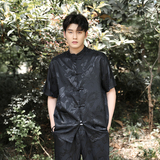 风盘扣套装龙纹暗花电商A100-2010+8804-95，男装民族服装，电商A100