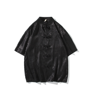 盘扣短袖衬衫男风设计感衬衣夏季薄款潮流唐装外套A100-252-P55图片