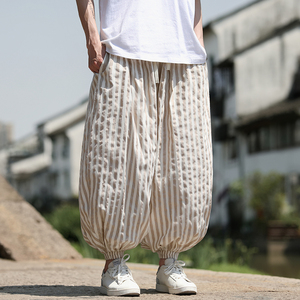 麻棉束脚灯笼裤哈伦宽松新风条纹休闲裤电商A100-MK2530-p78图片