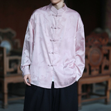 风新中式压花凤凰汉服长袖盘扣衬衫A100-C331-P65，男装衬衫，电商A100