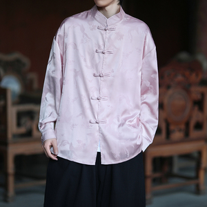 风新中式压花凤凰汉服长袖盘扣衬衫A100-C331-P65图片