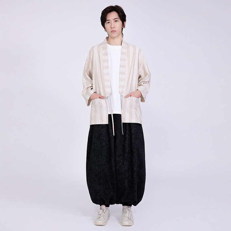 风开衫新中式棉麻男士七分袖电商A100-2805-P65,男装卫衣,电商A100