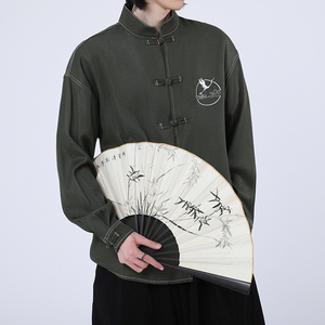 风新中式牛仔衬衫刺绣复古长袖上衣电商A100-C333-P65图片