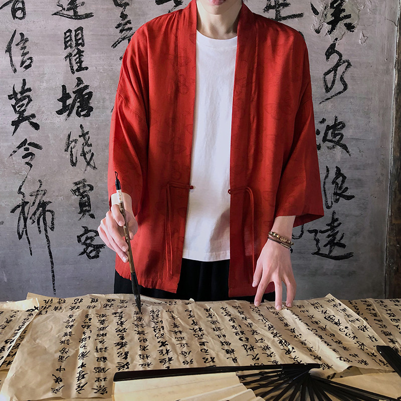 风汉服开衫披风道袍新中式大码夏季防防晒薄款A100-719-P45,男装民族服装,电商A100