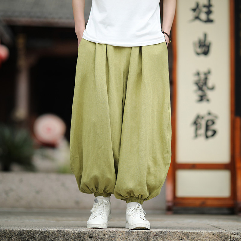 全亚麻束脚裤休闲宽松电商A100-QM2520-P140,男装休闲裤,电商A100