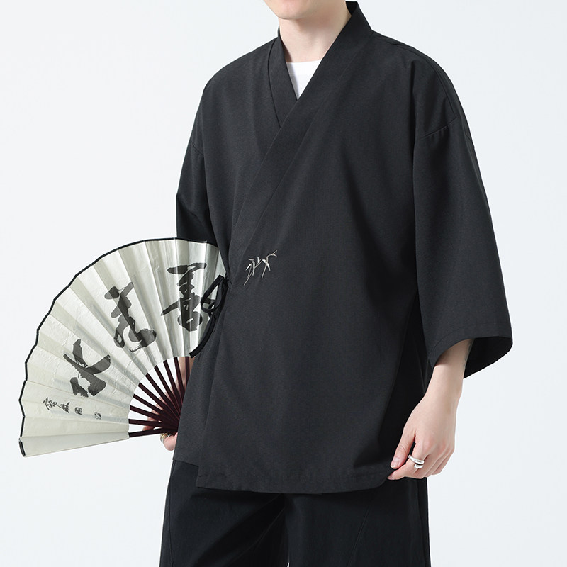 男夏季薄款风斜襟道袍宽松大码新中式禅意居士A100-225-P60,男装民族服装,电商A100