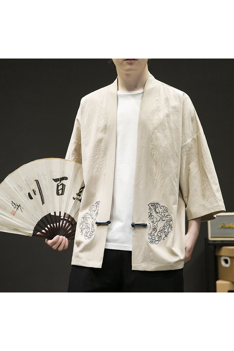 风汉服开衫刺绣盘扣精致防晒电商A100-731-p50男士宽松限68,男装防晒衣,电商A100