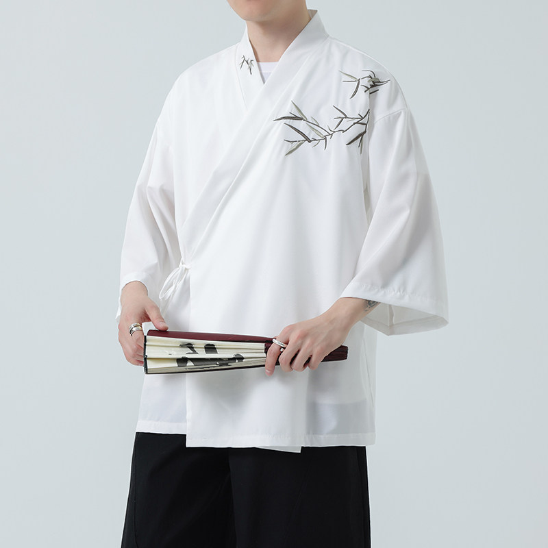 风新中式竹子绣花中袖开衫外袍电商A100-223-P60，男装卫衣，电商A100