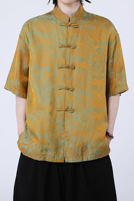 风新中式印花汉服衬衫电商A100-C311-P75,男装衬衫,电商A100