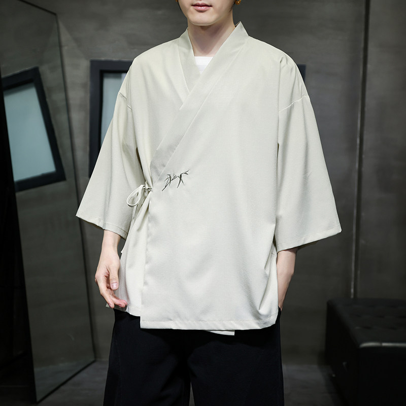 男夏季薄款风斜襟道袍宽松大码新中式禅意居士A100-225-P60,男装民族服装,电商A100