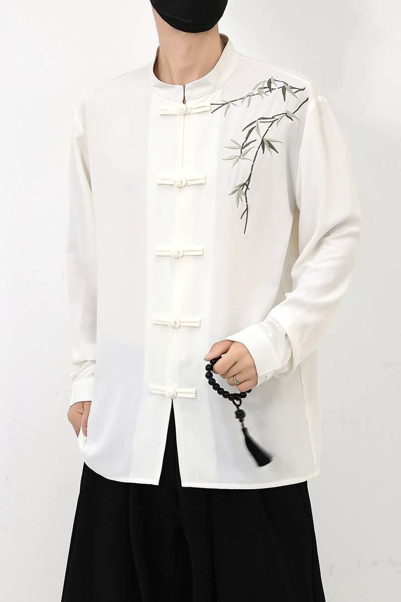 风长袖盘扣衬衫新中式唐装风电商A100-C23-P70,男装民族服装,电商A100