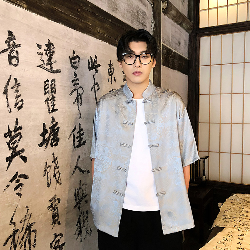 风新中式印花汉服衬衫电商A100-C311-P75,男装衬衫,电商A100
