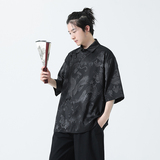新中式风盘扣衬衫薄款冰丝高级感唐装汉服电商A100-227-P65，男装衬衫，电商A100