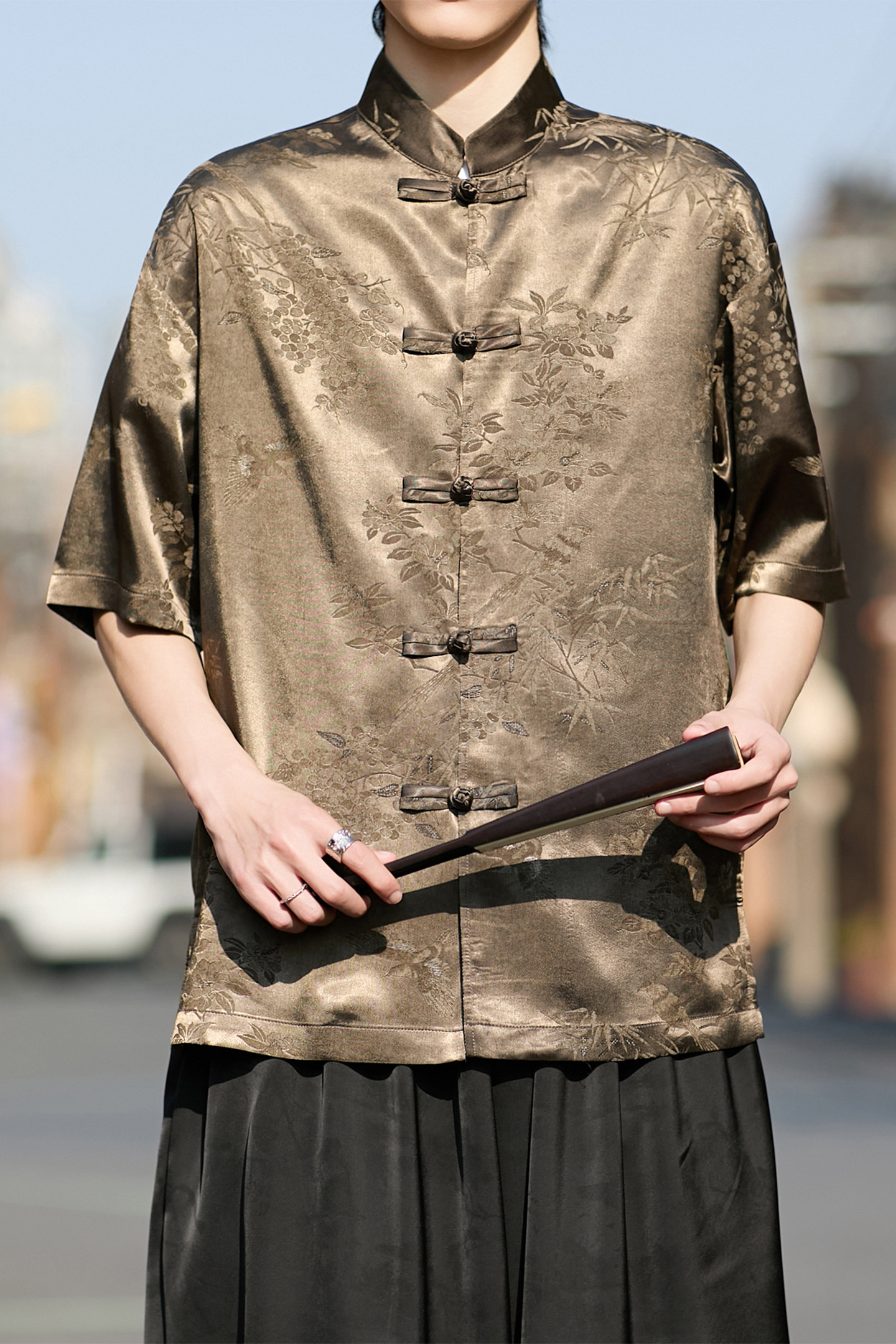 风唐装盘扣男士短袖衬衫个性演出电商A100-2809-p65,男装T恤,电商A100