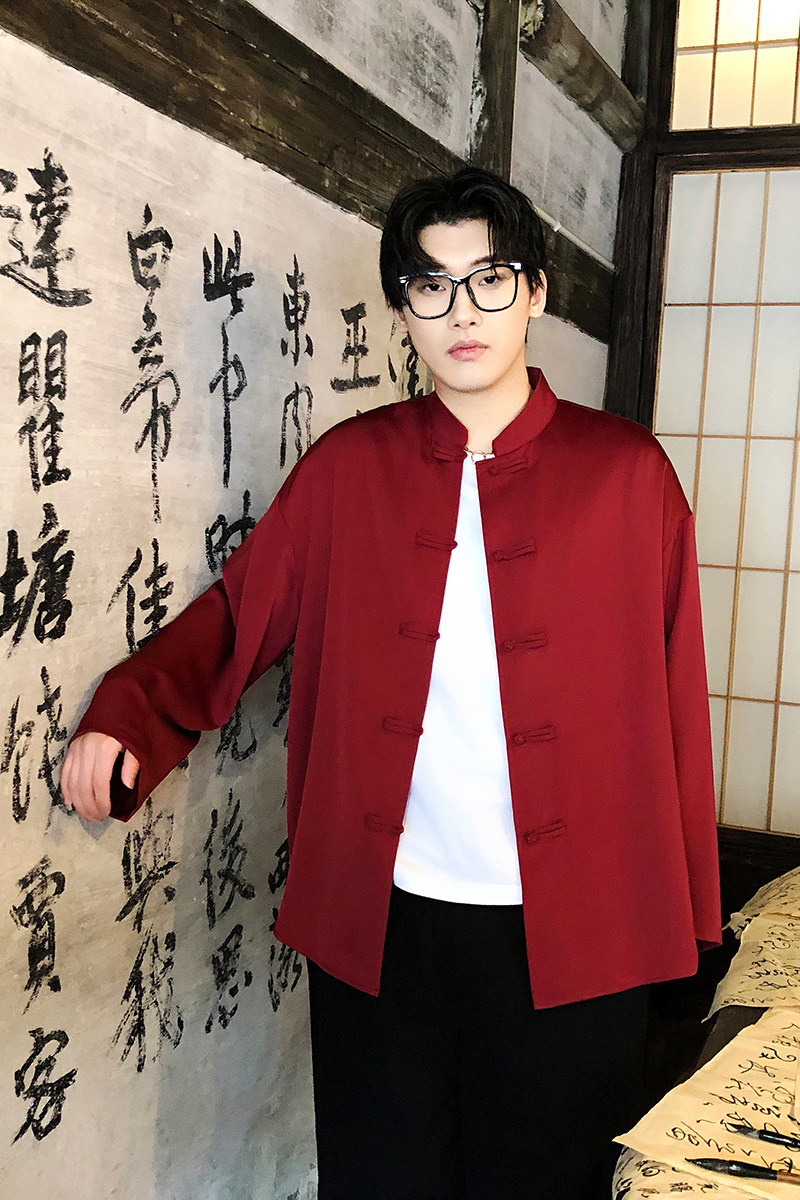 风新中式唐装长袖宽松衬衫电商A100-C91-P65,男装衬衫,电商A100