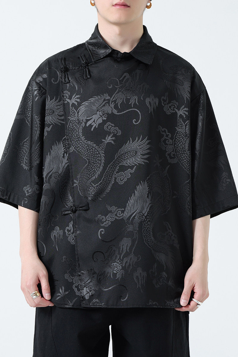 新中式风盘扣衬衫薄款冰丝高级感唐装汉服电商A100-227-P65,男装衬衫,电商A100