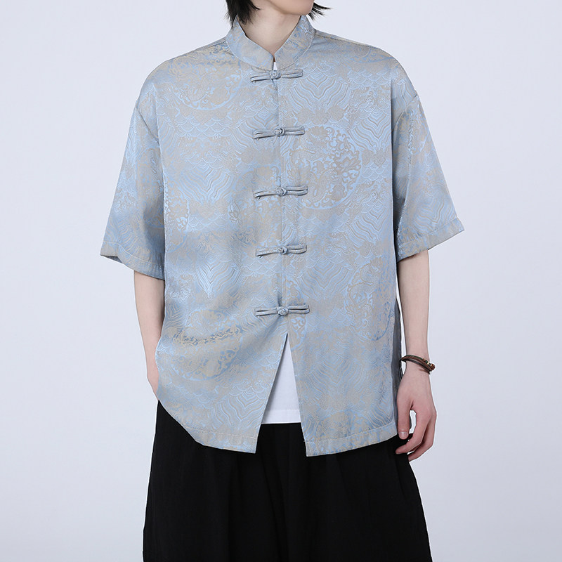 风新中式印花汉服衬衫电商A100-C311-P75,男装衬衫,电商A100
