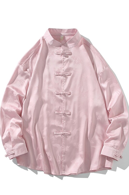 风新中式压花凤凰汉服长袖盘扣衬衫A100-C331-P65,男装衬衫,电商A100