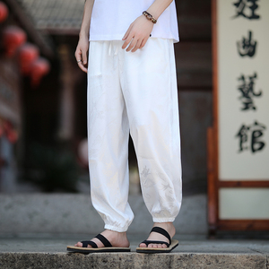 风龙纹暗纹休闲裤DSA100-8811-P30,宽松裤的漂亮搭配图片