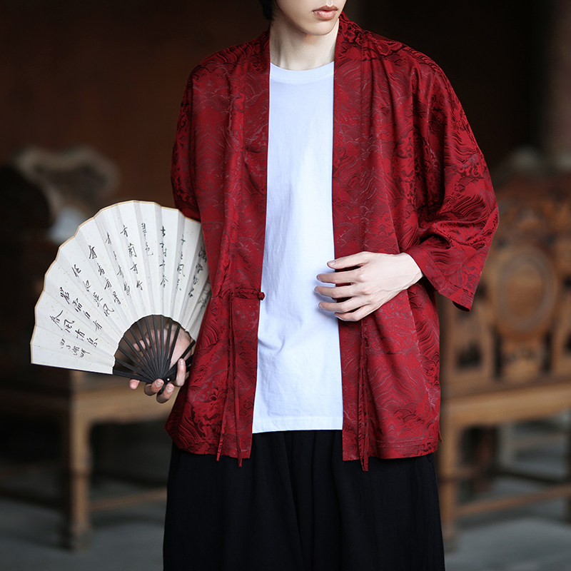 风龙纹冰丝汉服开衫外套古风禅服居士服道袍披风A100-721-P40,男装民族服装,电商A100