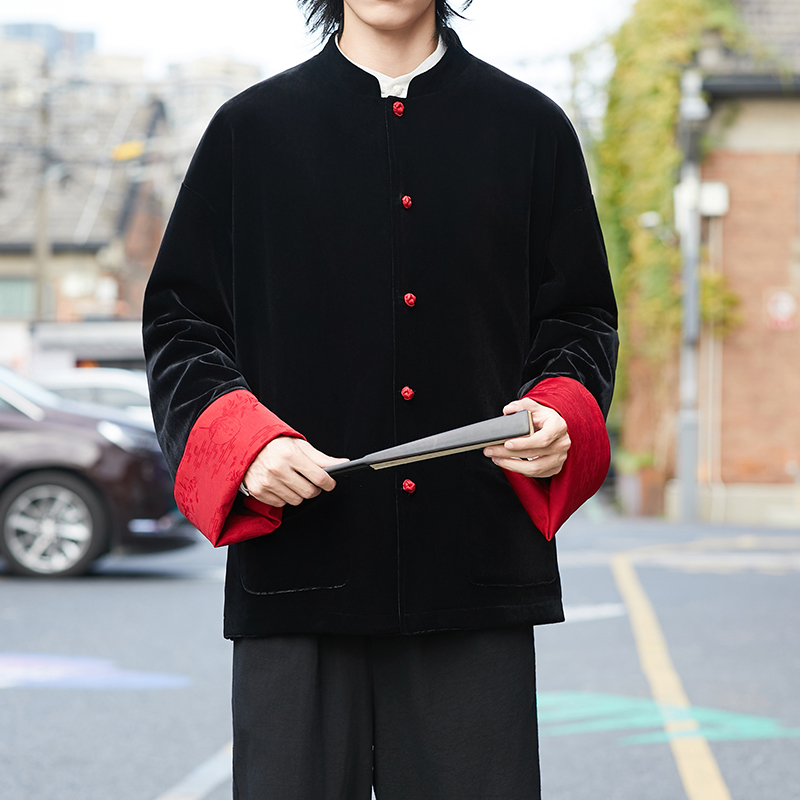 风红黑经典搭配盘扣外套过年服电商A100-W691-P95，女装短外套，电商A100