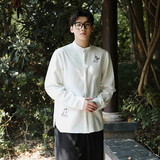 风立领绣花盘扣长袖衬衫秋冬新款电商A100-C27-P70，男装衬衫，电商A100