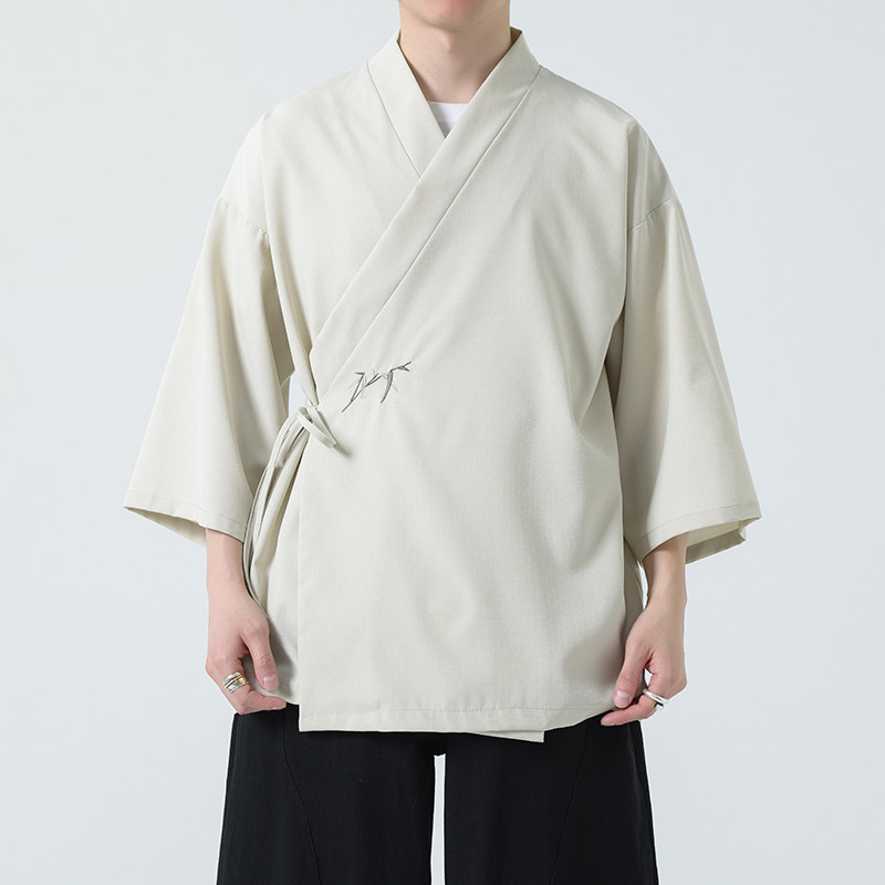 男夏季薄款风斜襟道袍宽松大码新中式禅意居士A100-225-P60,男装民族服装,电商A100