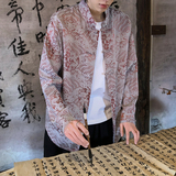 风新中式压花龙纹汉服长袖衬衫A100-C312-P65，男装衬衫，电商A100