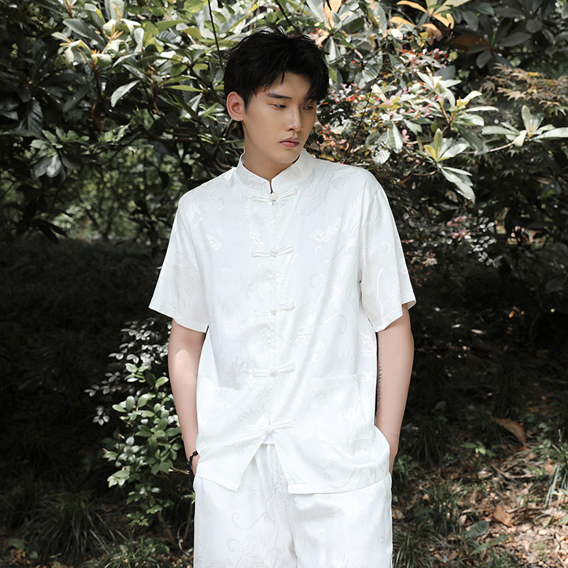 风盘扣套装龙纹暗花电商A100-2010+8804-95,男装民族服装,电商A100
