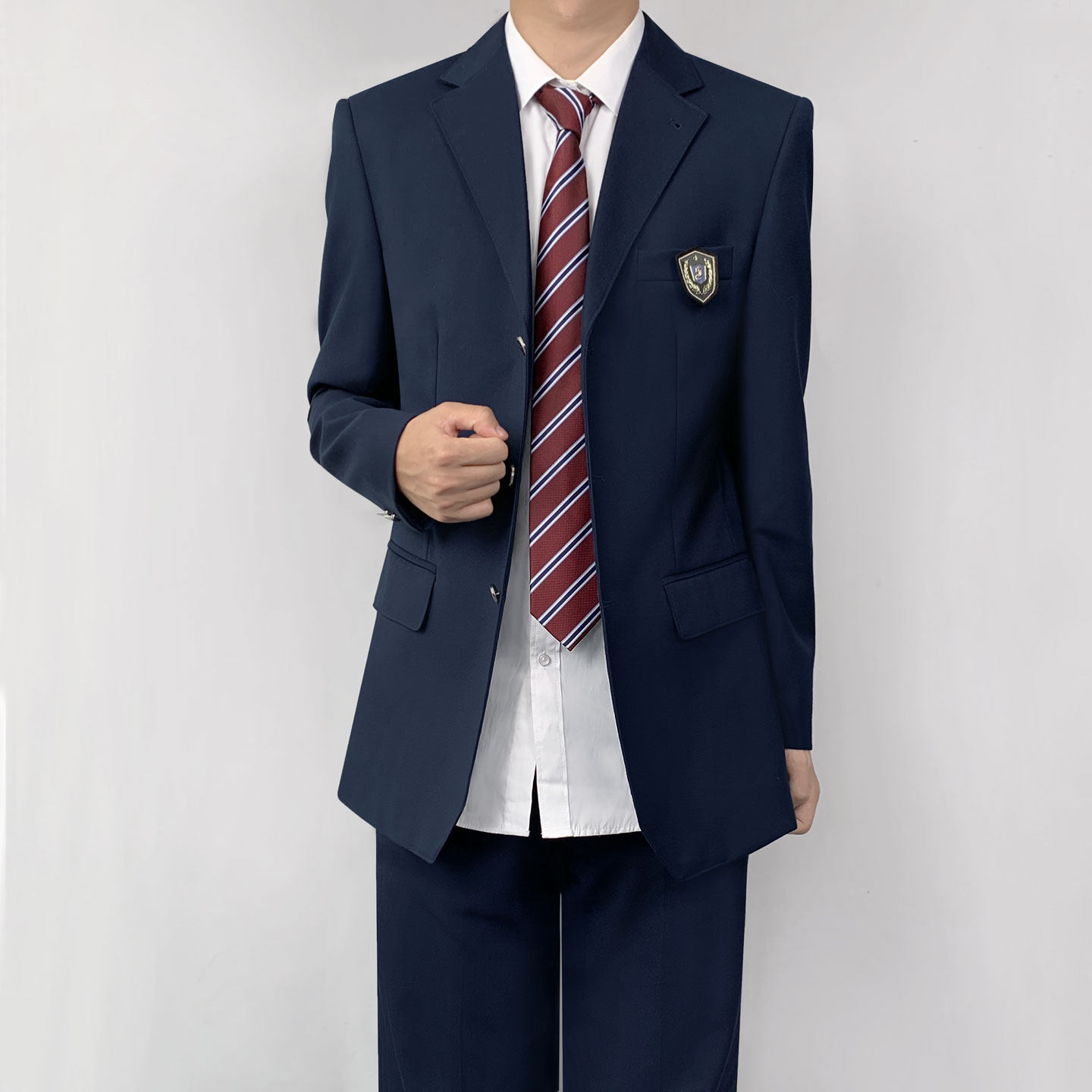 木村叔日系绀色学院风西服套装图片