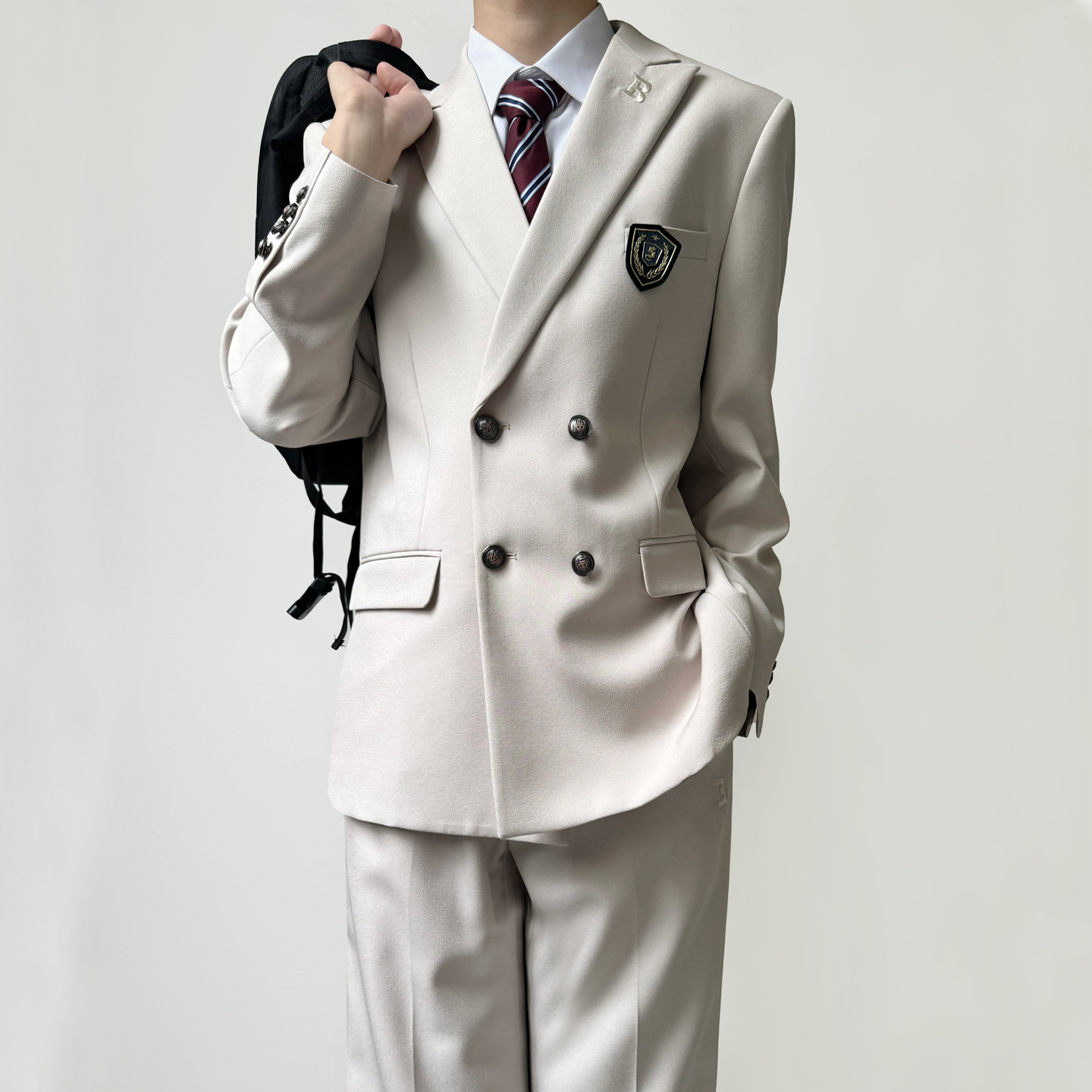 木村叔dk日系西装制服男生青少年春秋季复古双排扣创驳领西服套装