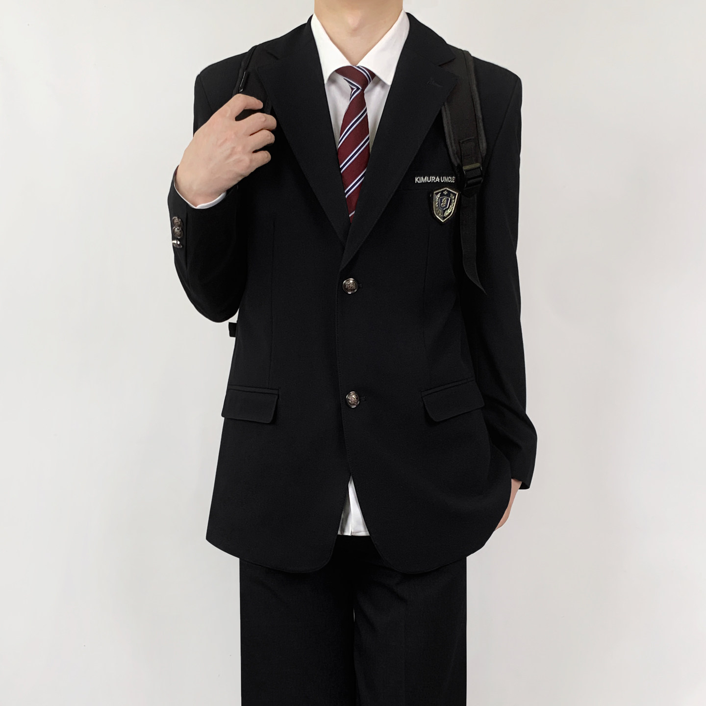 木村叔dk日系原创刺绣黑色西装外套男生春秋季校供感学生西服西裤