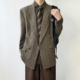 木村叔dk日系原创复古双排扣格子西服男春秋季 戗驳领西装 制服外套