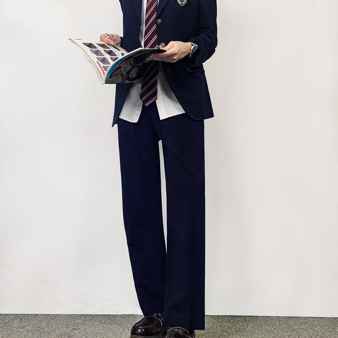 木村叔dk日系绀色西装制服裤女生秋季学院风学生校供感直筒长裤子