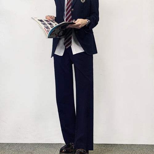 木村叔dk日系绀色西装制服裤女生秋季学院风学生校供感直筒长裤子
