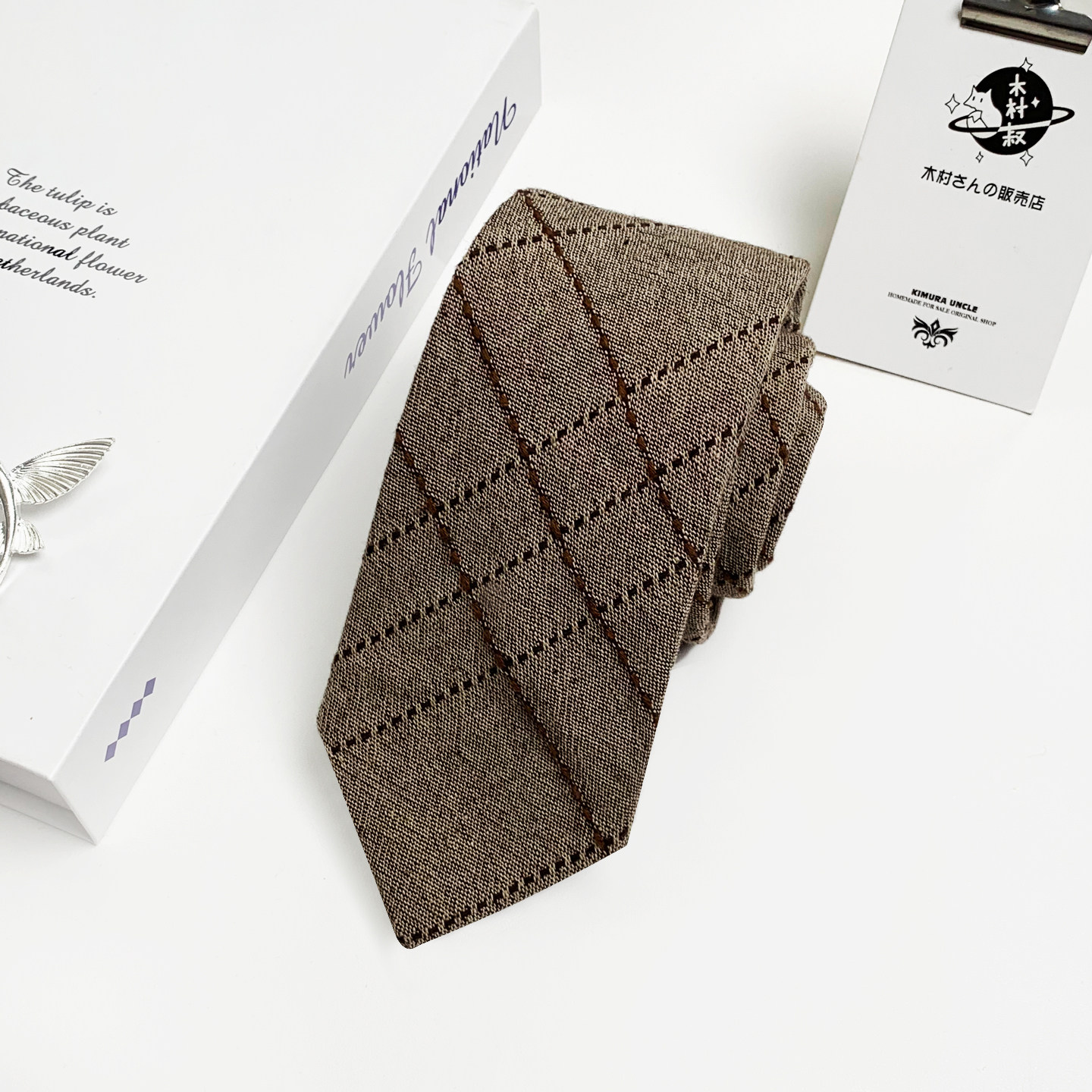 木村叔dk日系复古领带男士高级感年轻英伦风高端亚麻棉质格子领带,服饰配件/皮带/帽子/围巾,领带,淘宝优惠券,粉丝福利购,淘宝优惠卷