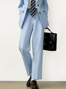 木村叔jk日系原创浅蓝色西裤女生制服春秋季校供感女学生百搭裤子